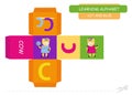 ÃÂ¡ut and glue the cube: Letter C. Educational game for kids. Cute zoo alphabet a-z in vector for children. Letter C